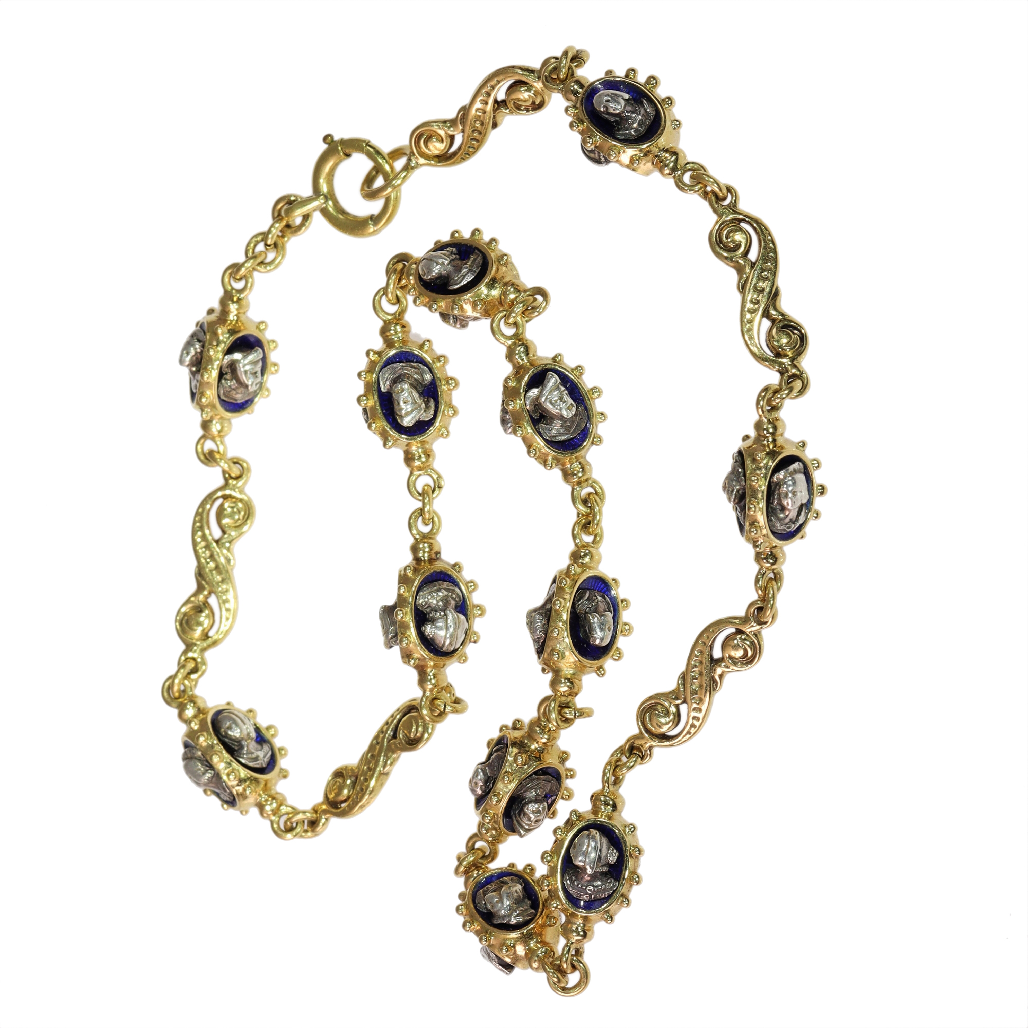 Neo-Gothic Gold & Enamel Necklace by Jules Wise  A Froment-Meurice Commission.